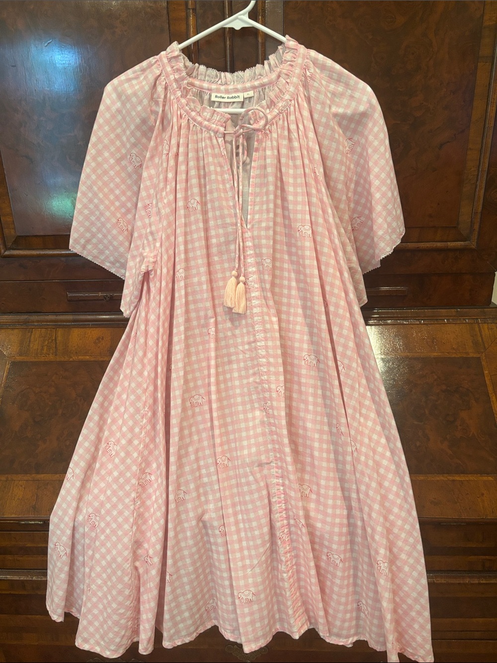 Roller Rabbit Light Pink Gingham Dress with Tassel Tie